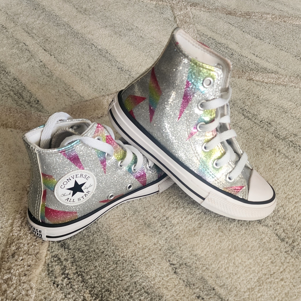 Converse Kids' Silver Glitter High-Top Sneakers